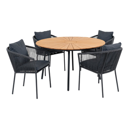 Cleveland ja Salerno Garden Furturn Set - Ruokapöytä ja 4 ruokapöydän tuolit
