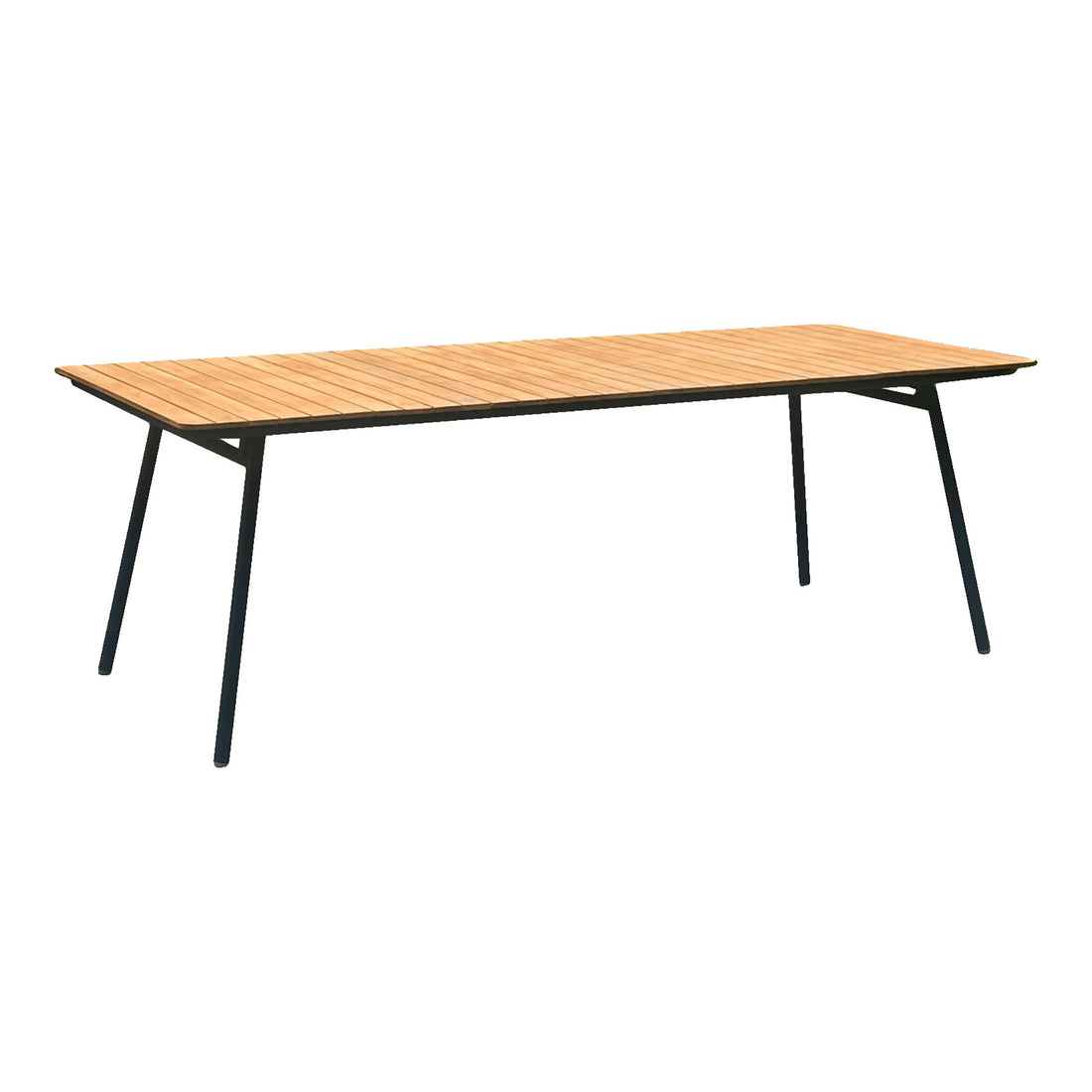 Ruokapöytä, teak -työtaso, luonto, mustat jalat 90x220 cm