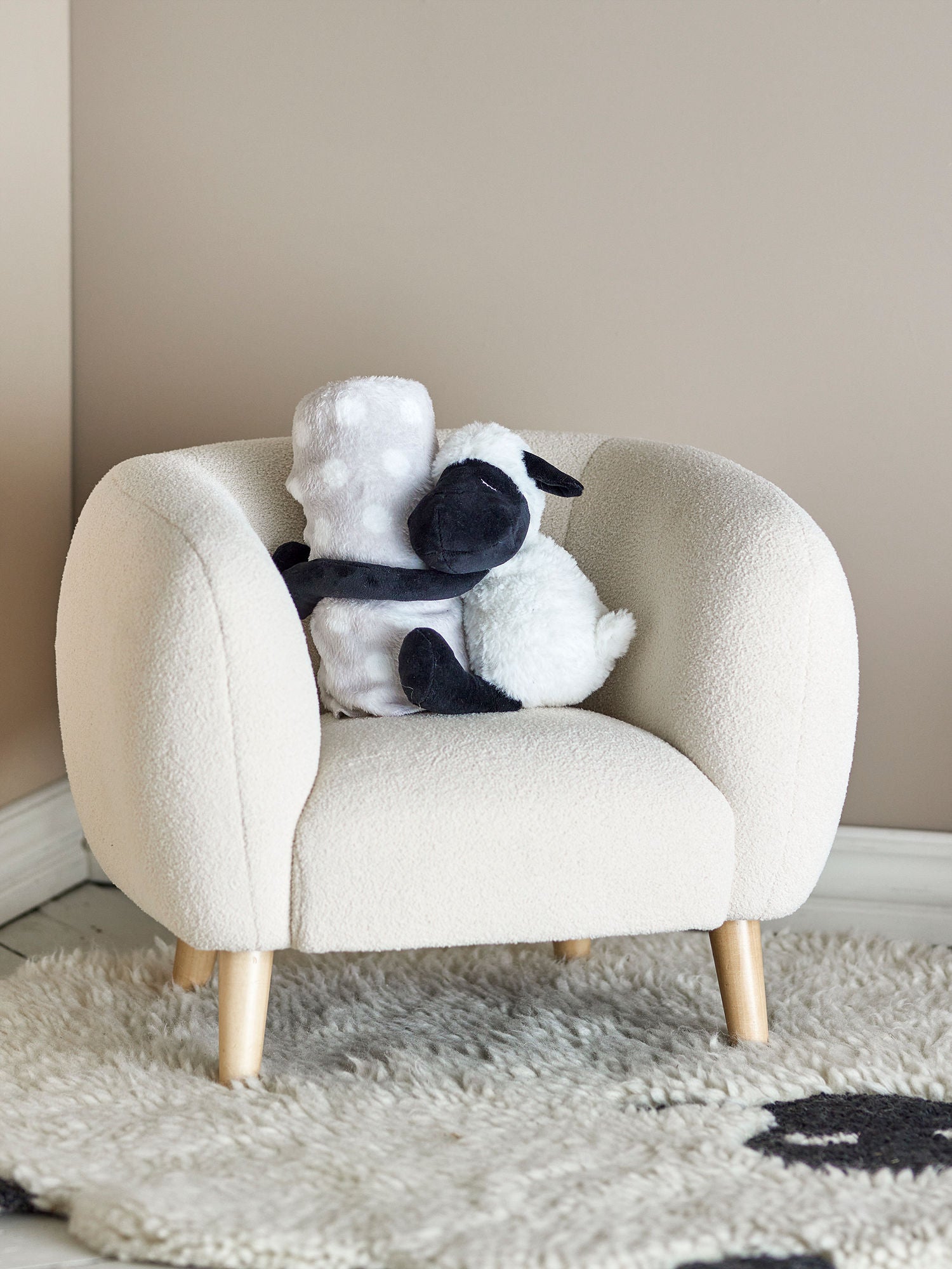Bloomingville Mini Dolly Teddy -karhu viltti, valkoinen, polyesteri