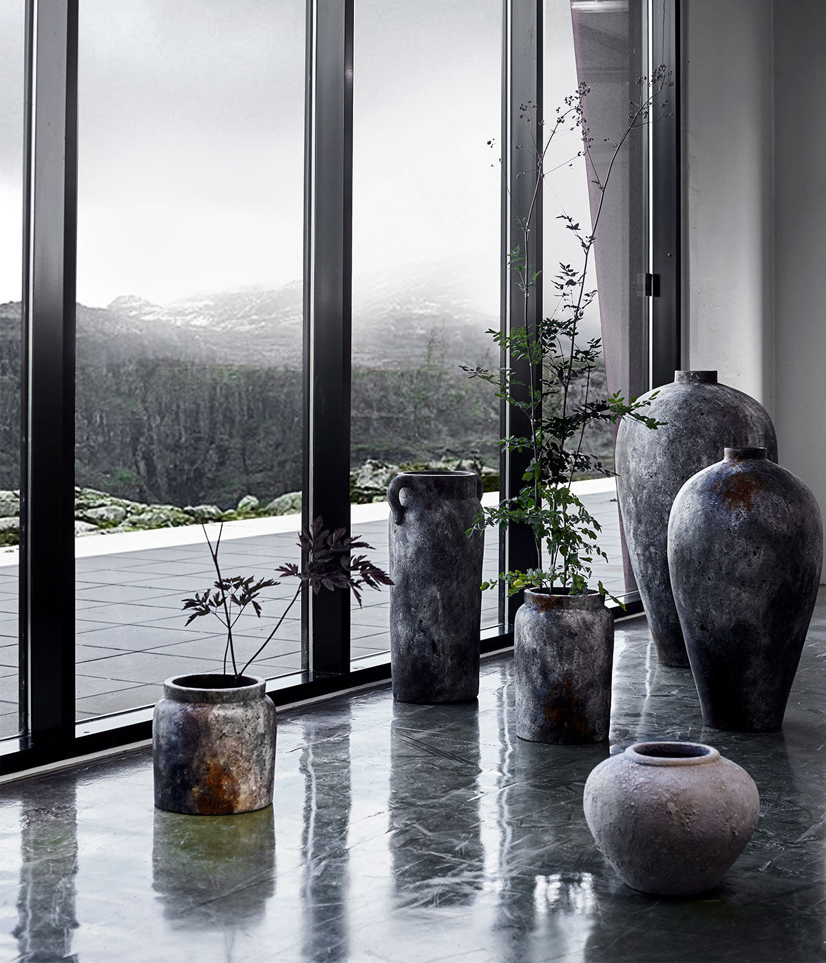 Echo 80: n potti - ruosteharmaa - Terracotta - H: 80 Ø: 45 cm