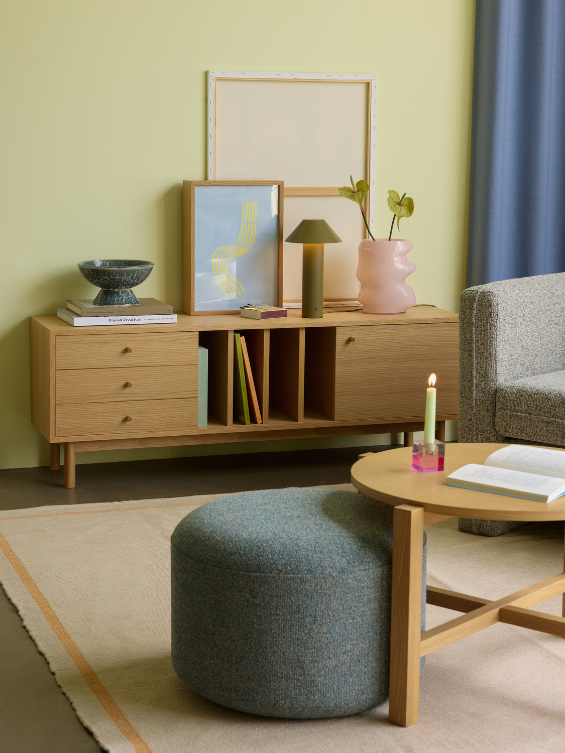 Neljä sohvapöytä Natural (2 kpl sarja) - ø68xh42cm, ø48xh55cm