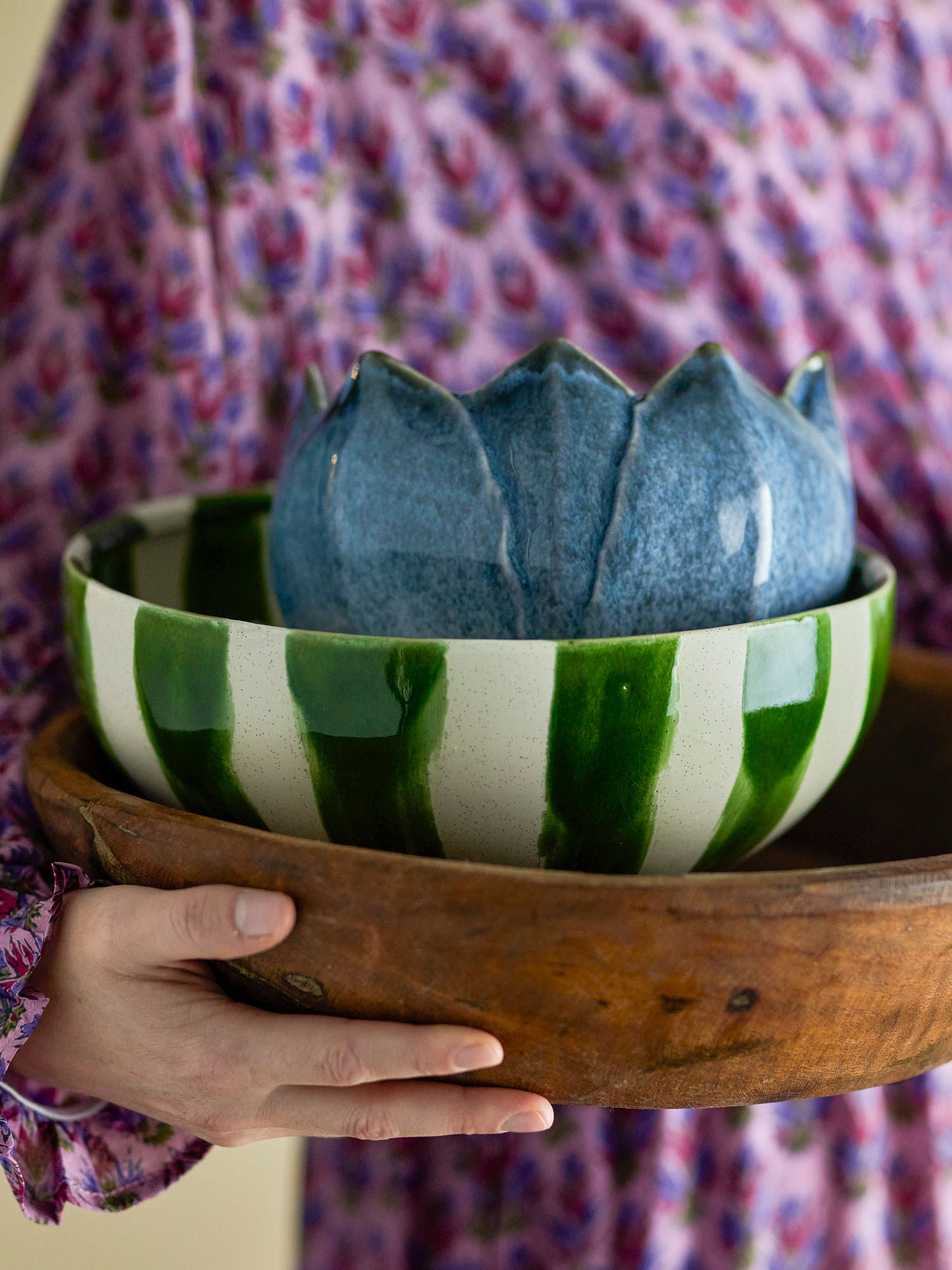 Luova kokoelma Shakti Bowl, vihreä, kivitavara