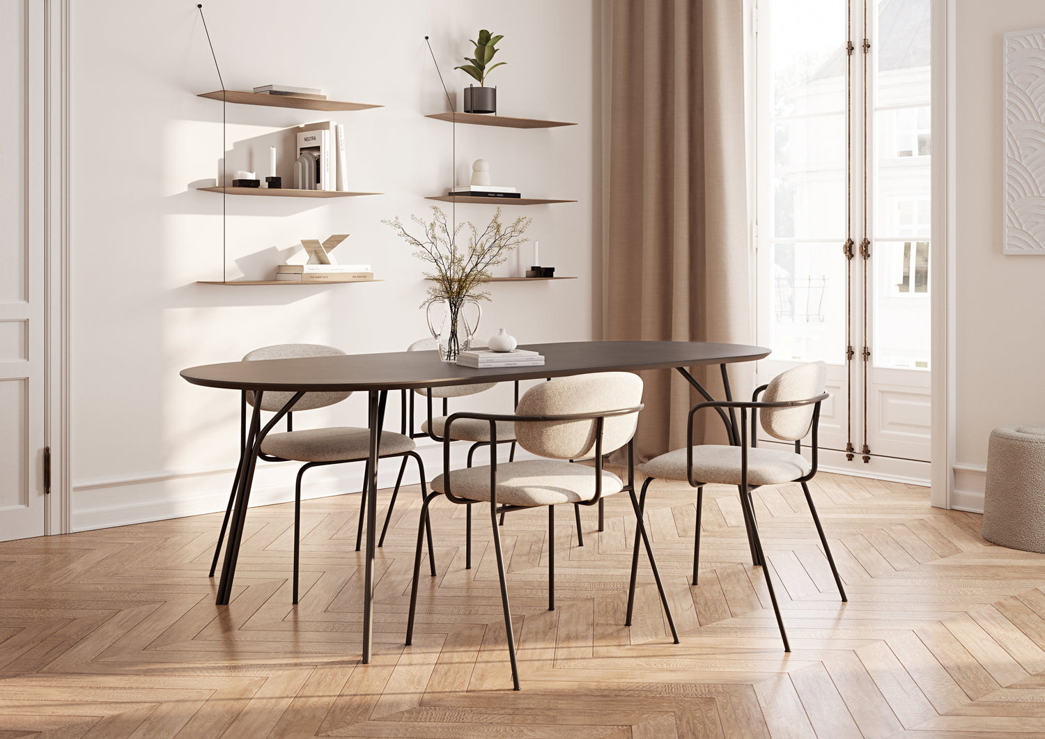 Tree ruokapöytä (220 cm) - musta/musta