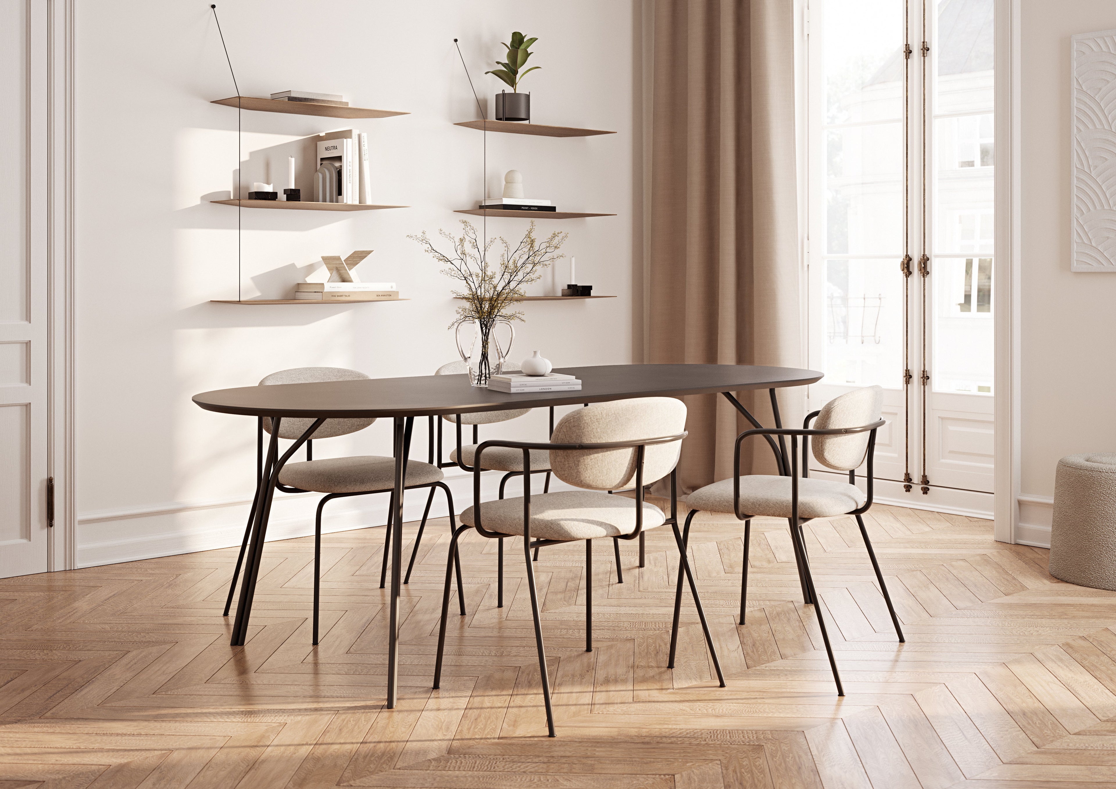 Tree ruokapöytä (220 cm) - musta/musta