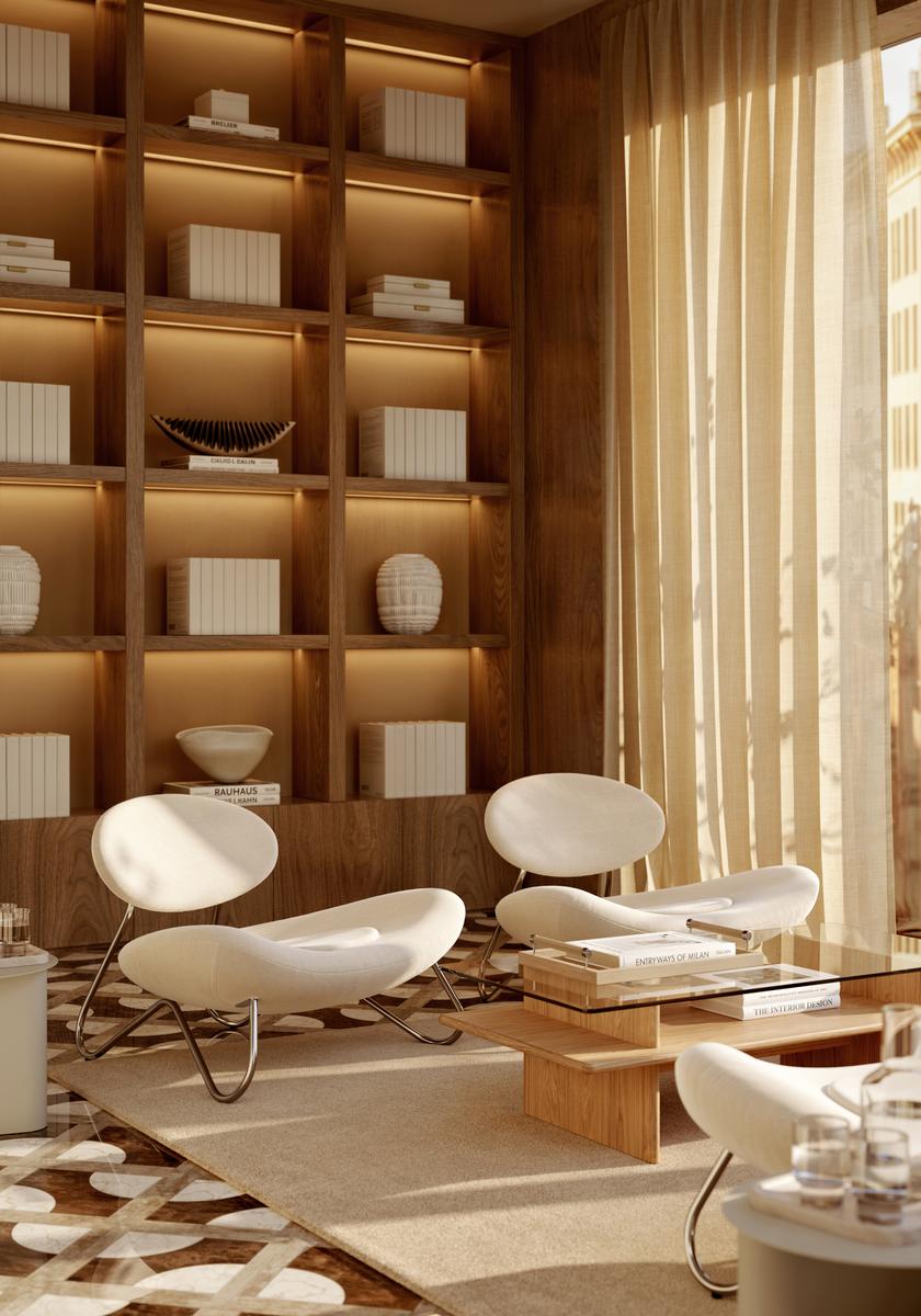 Meadow Lounge Chair - valkoinen/kromi