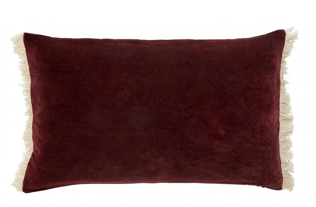 Nordal Velvet -tyyny reunalla - Bordeaux 65x40 cm