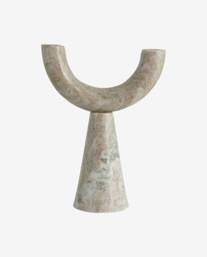 RIF -kynttilänjalka marmorissa - H26,5 cm - vaaleanruskea