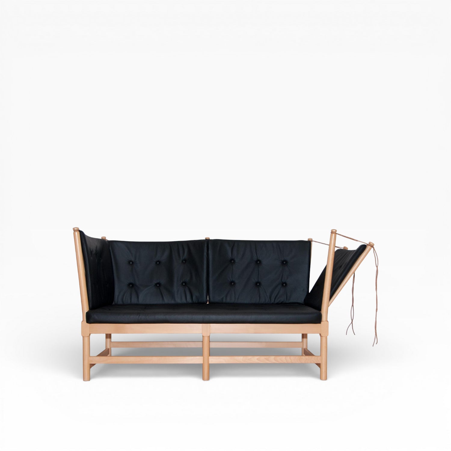 Tyynysetti Børge Mogensen Tremmesofa 1789 mustaa nahkaa