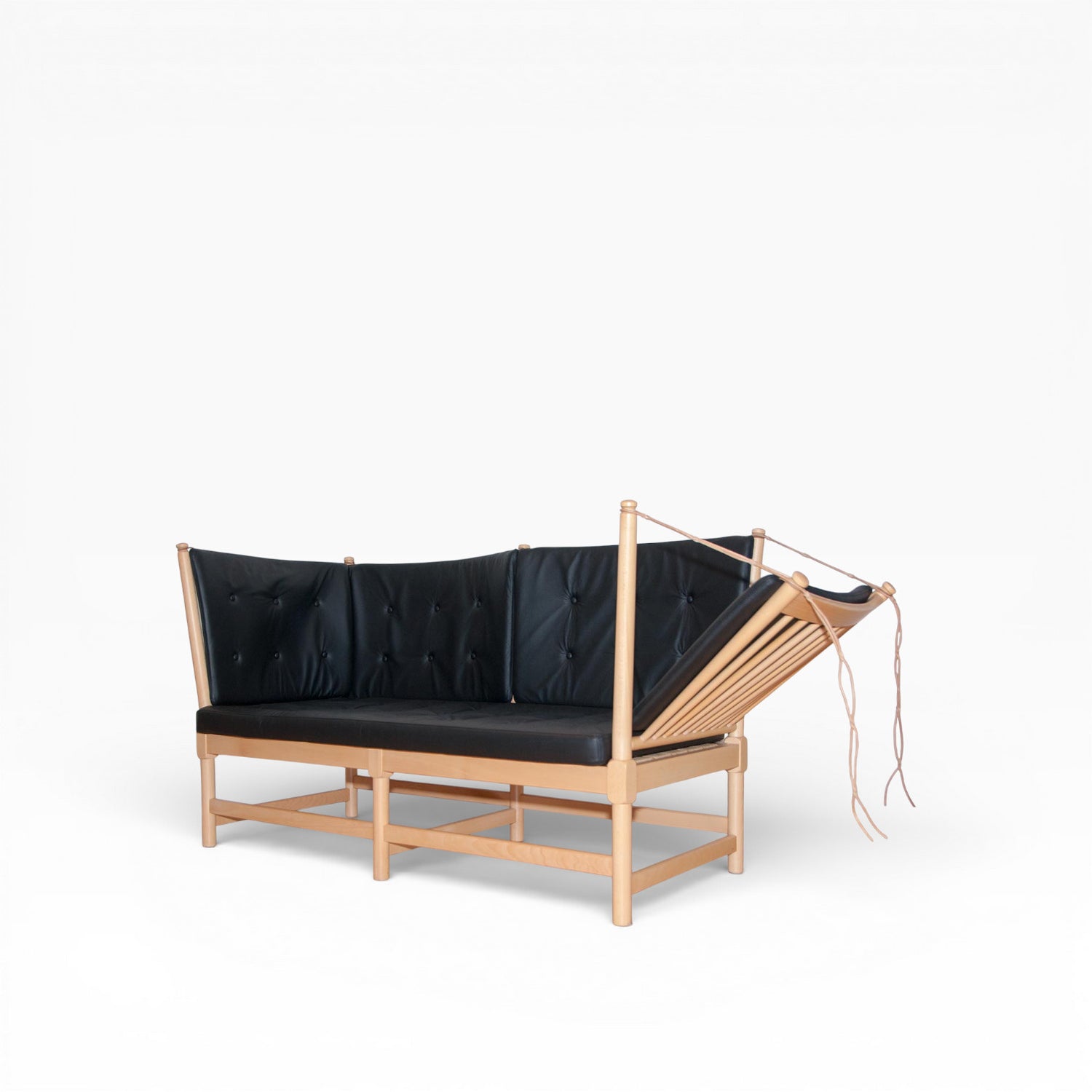 Tyynysetti Børge Mogensen Tremmesofa 1789 mustaa nahkaa