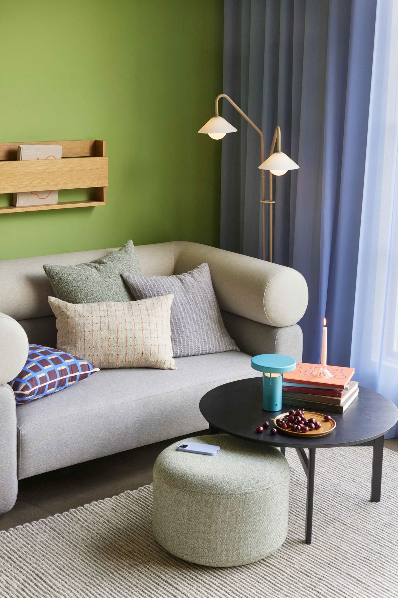 Hübschin rytminen tyyny beige/oranssi/musta