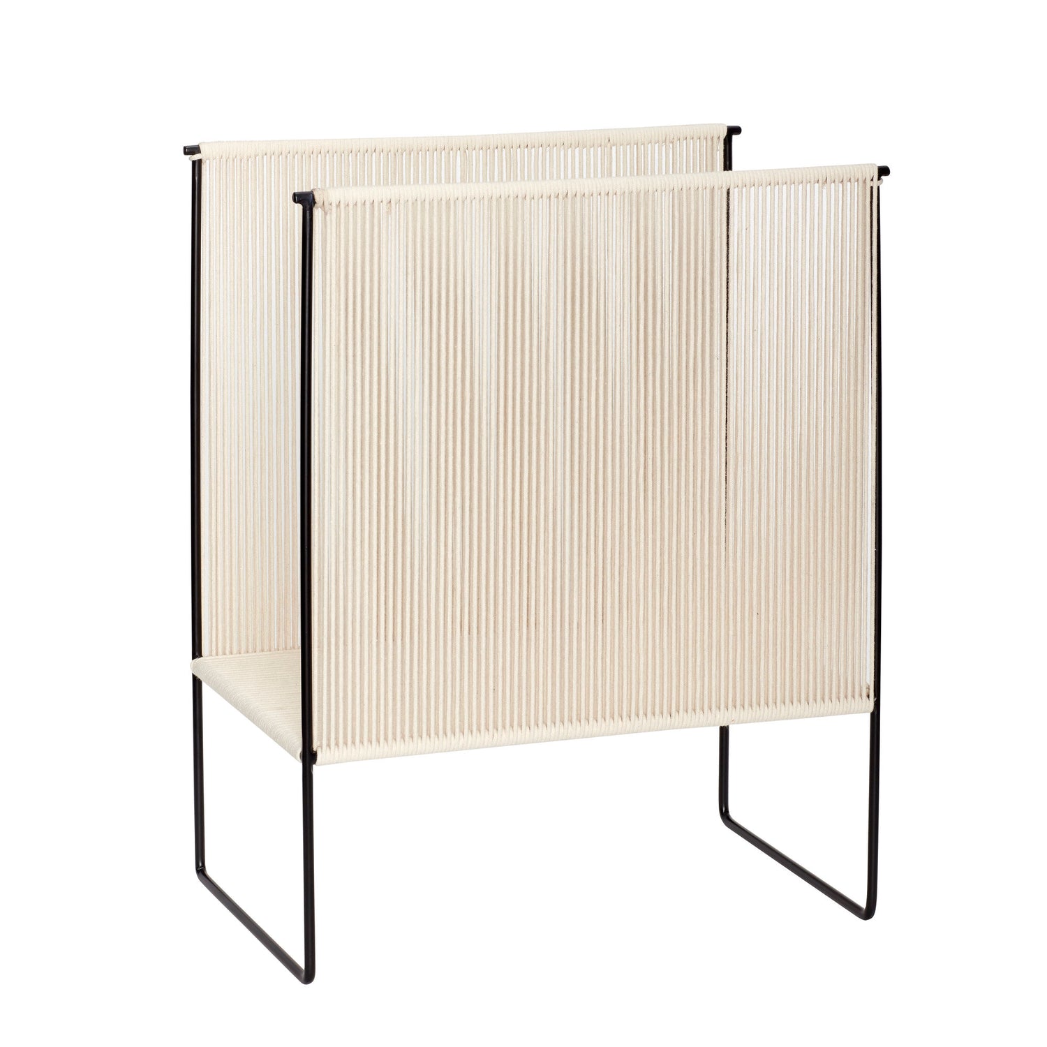 Hübsch String Magazine Holder Mustavalkoinen