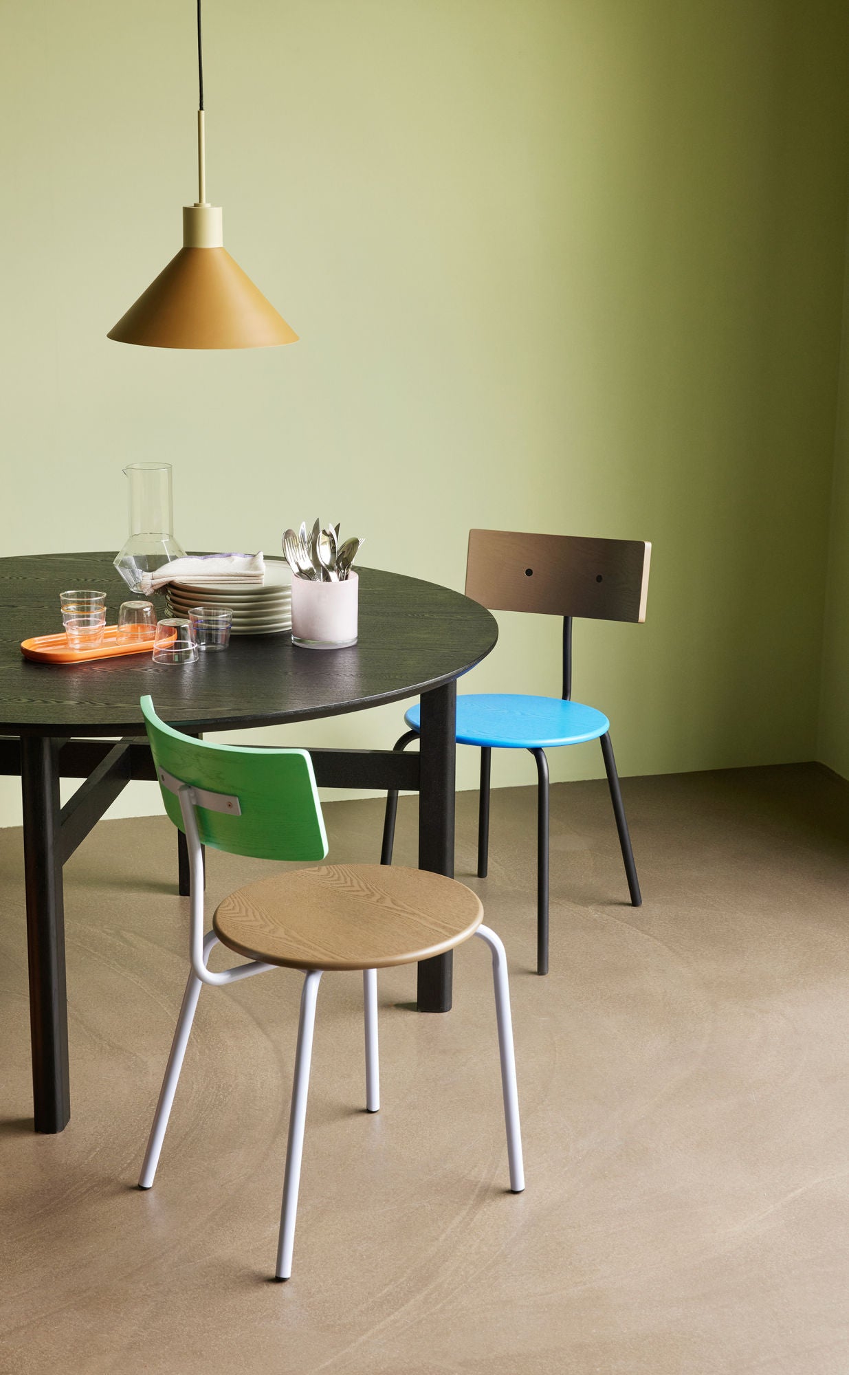 Hübsch Koi ruokasali tuoli ruskea/vihreä/violetti