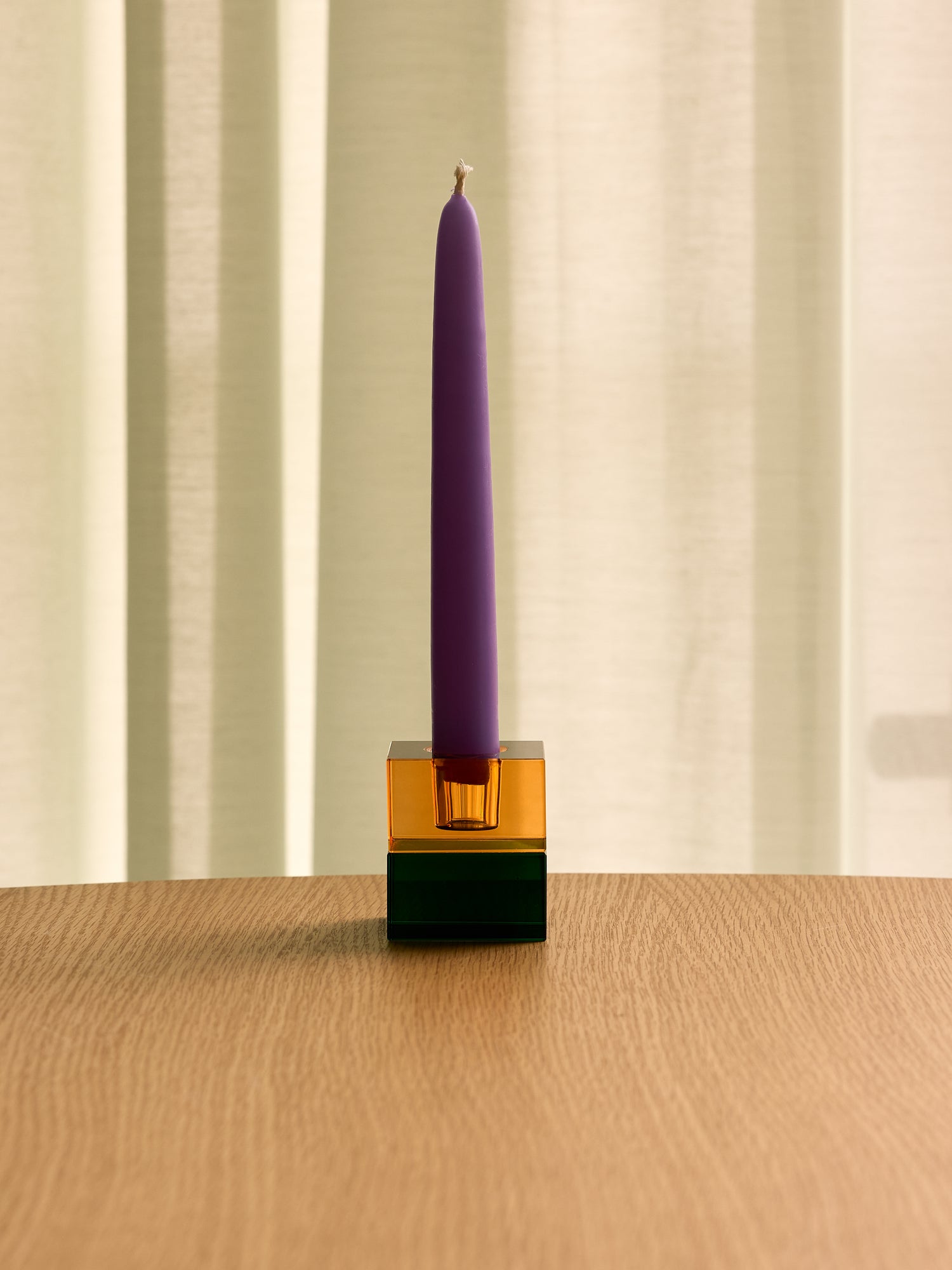 Block kynttilänjalat vihreä/sininen &amp; oranssi/vihreä (2 kpl sarja) - 5x5h6cm