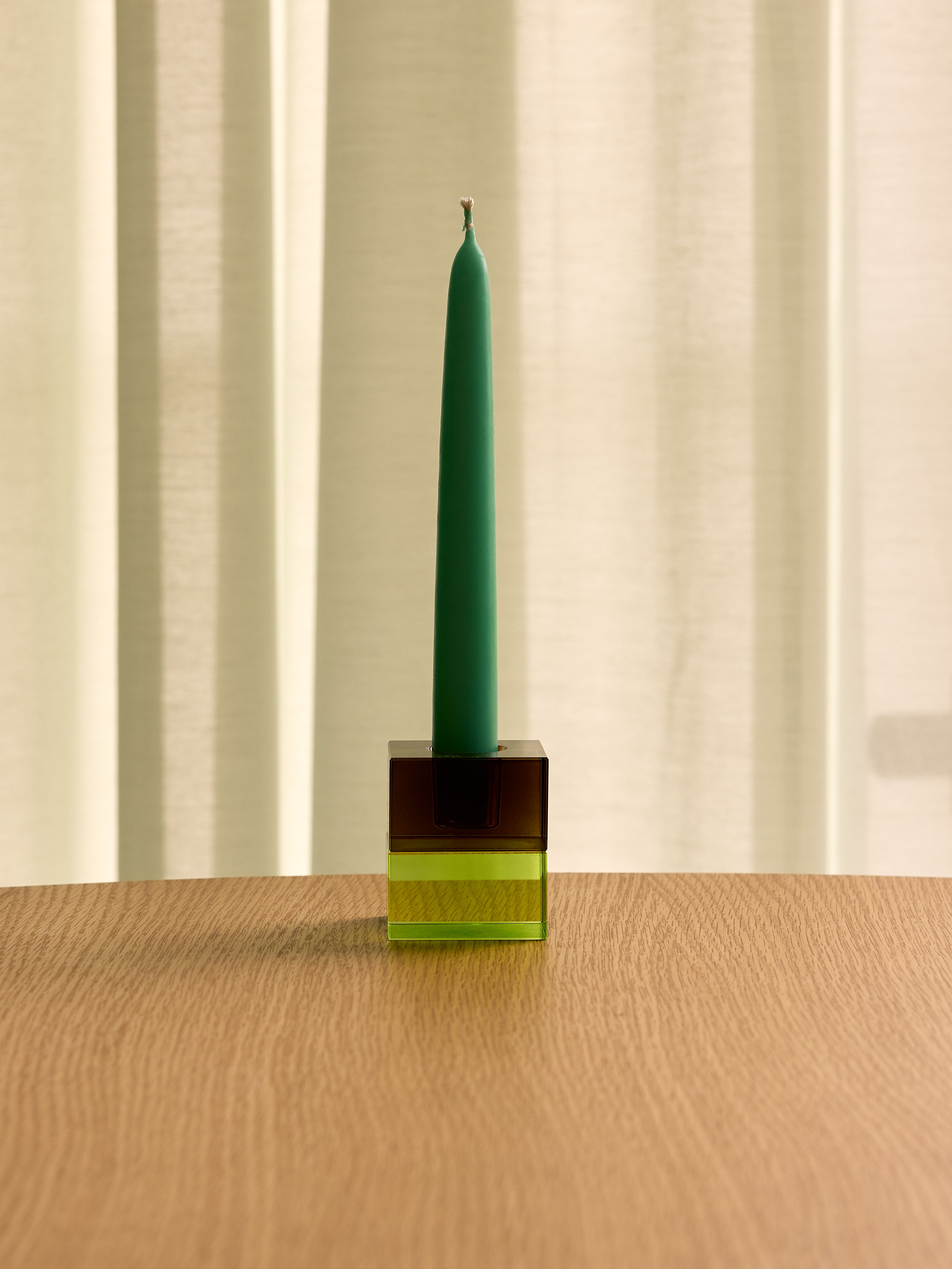 Block Kynttilänjalat Ruskea/Vihreä &amp; Harmaa/Pink (2 kpl sarja) - 5x5h6cm