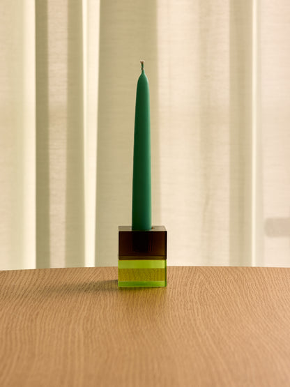 Block Kynttilänjalat Ruskea/Vihreä &amp; Harmaa/Pink (2 kpl sarja) - 5x5h6cm