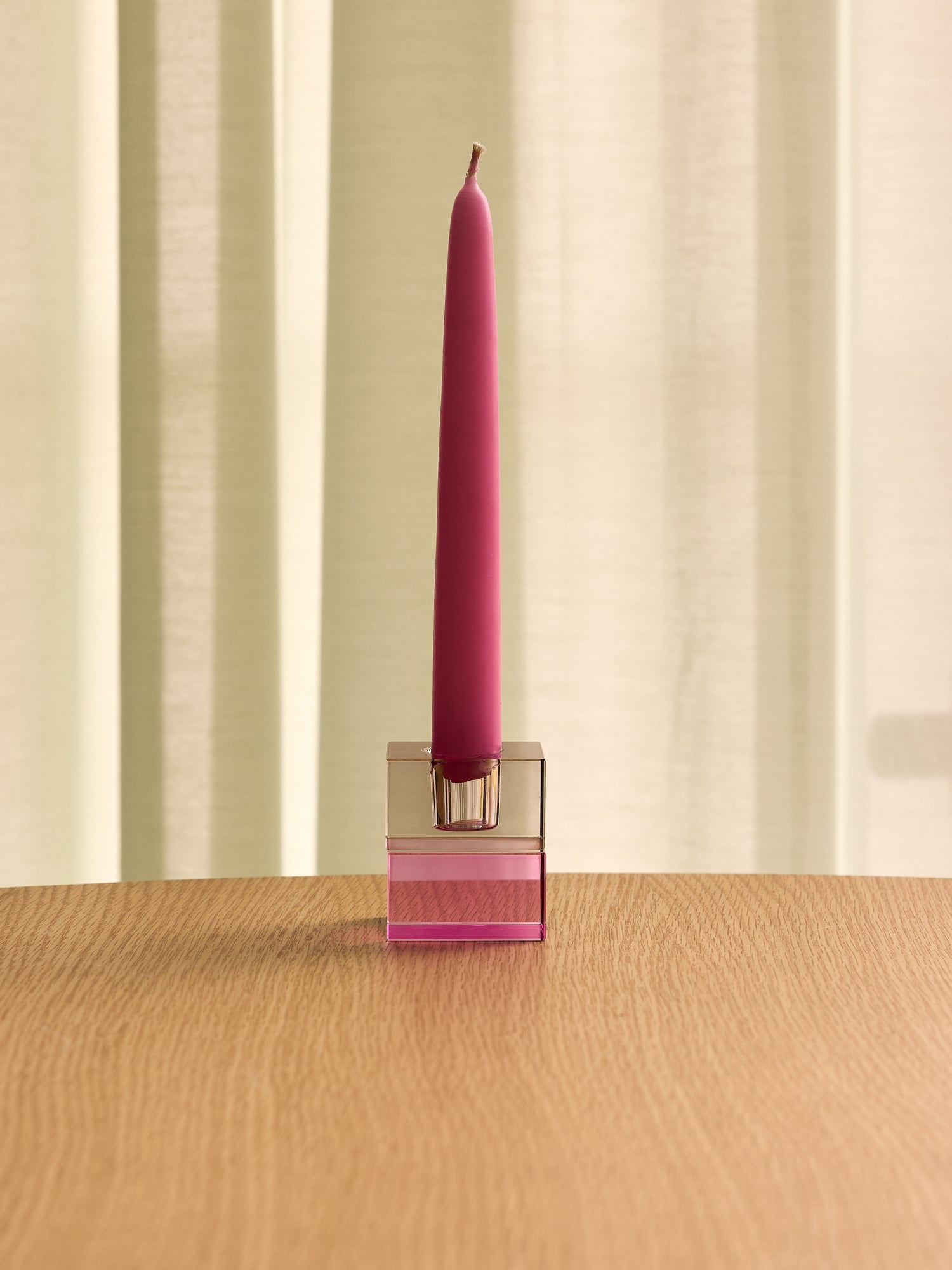 Block Kynttilänjalat Ruskea/Vihreä &amp; Harmaa/Pink (2 kpl sarja) - 5x5h6cm