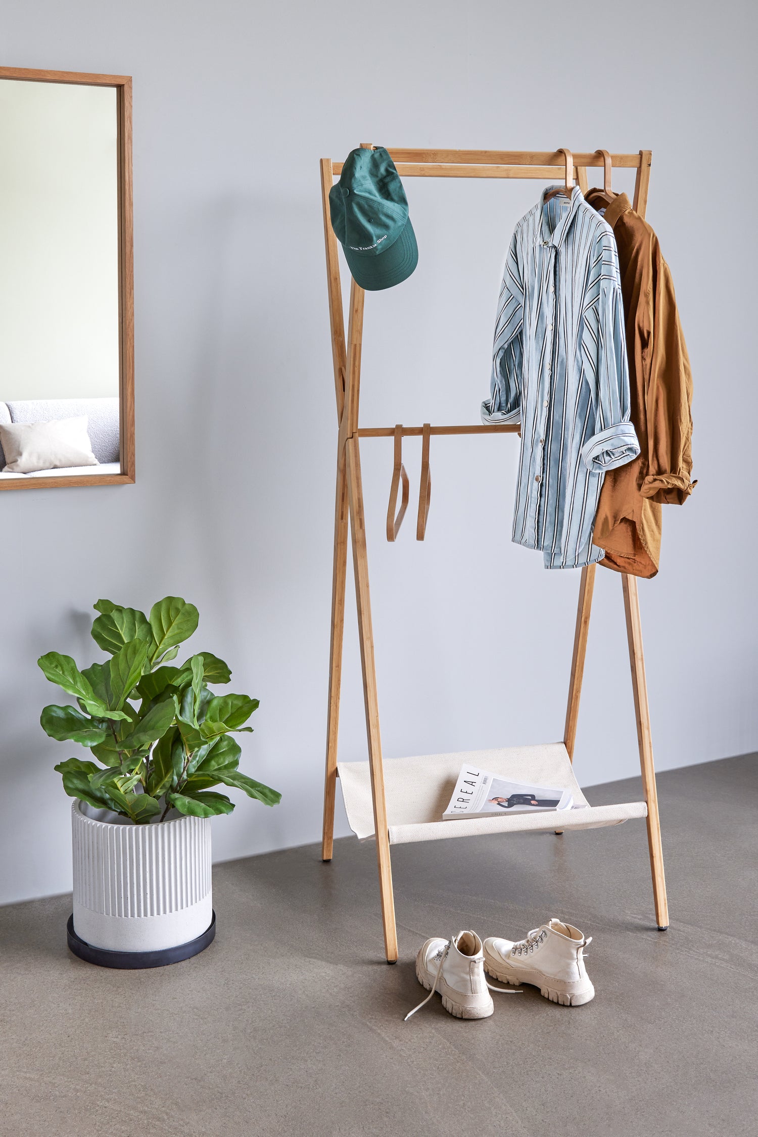 Bambu -vaateteline luonto - 66x71xh170cm