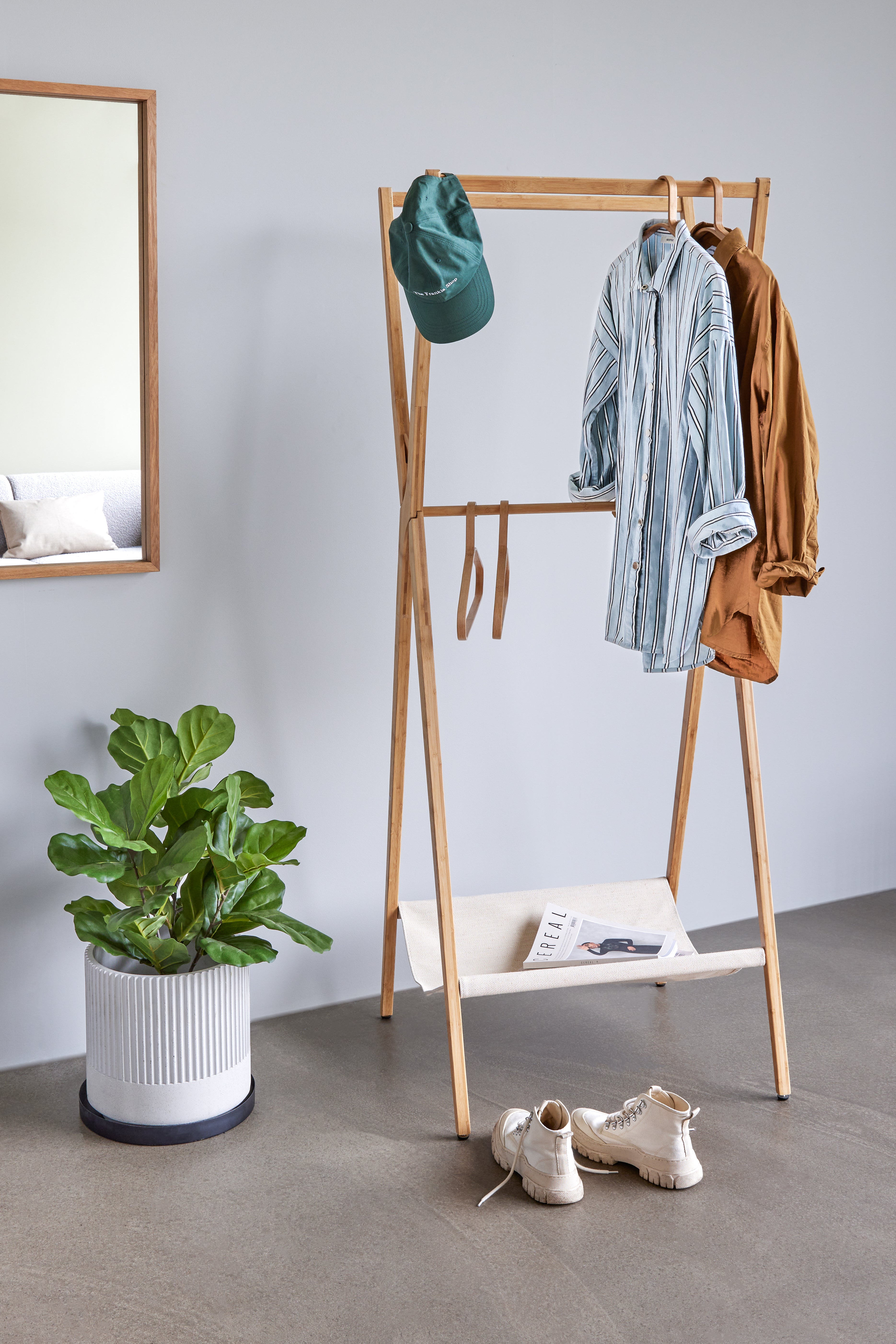 Bambu -vaateteline luonto - 66x71xh170cm