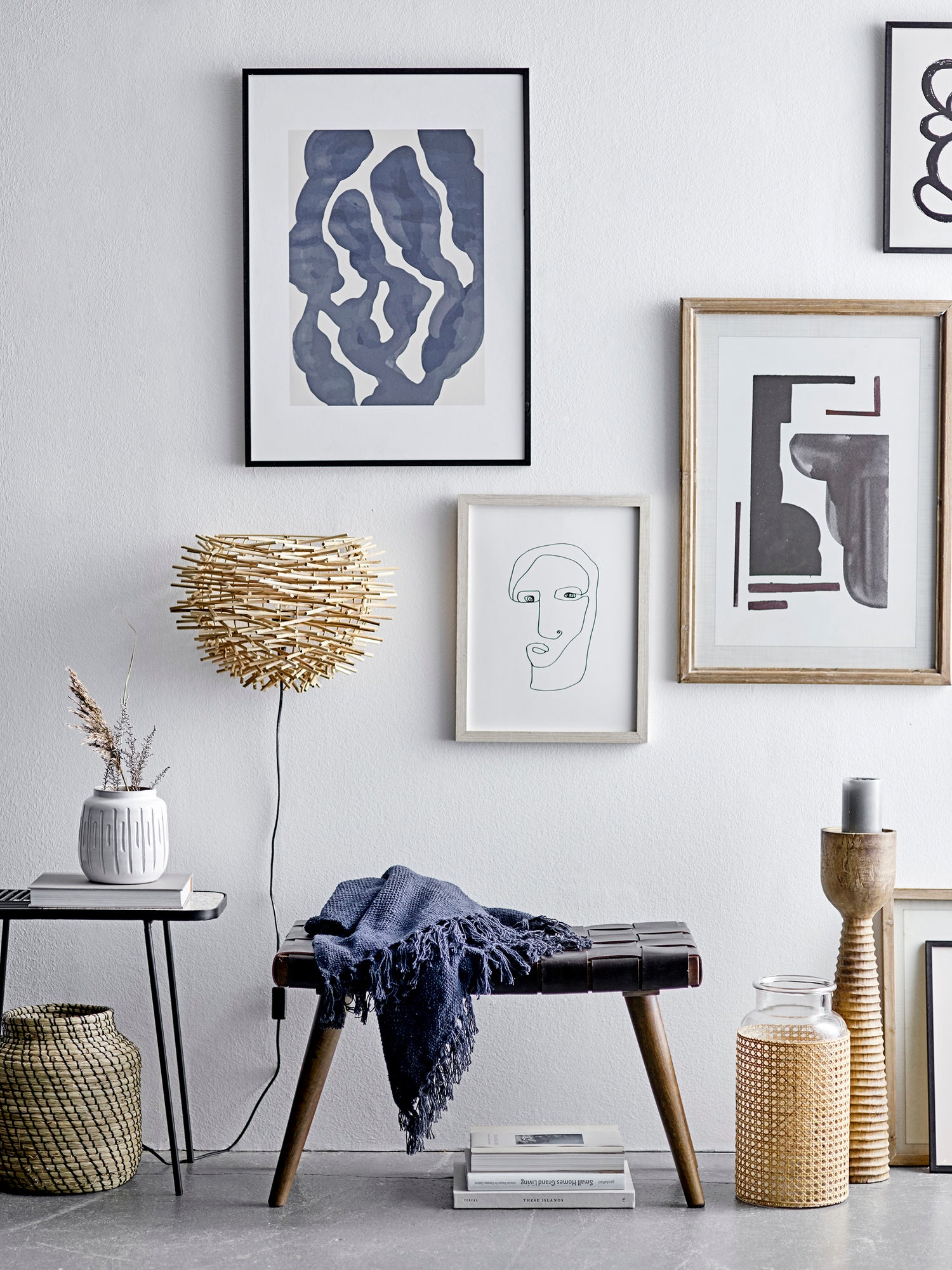 Linda -ruudullinen, sininen, kierrätetty puuvilla