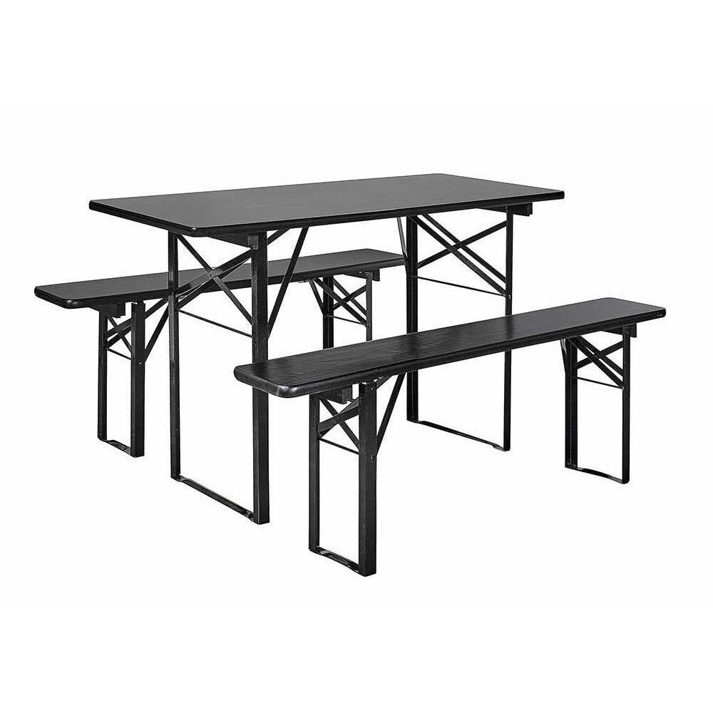 Nordal Puutarhasetti, jossa pöytä ja penkit - 160x60 - musta