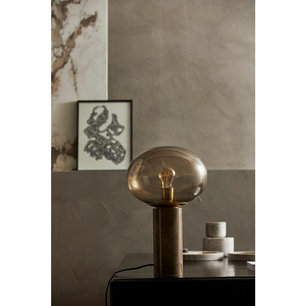 Nordal BES pöytävalaisin marmorista ja lasista - h45 cm - Savu/ruskea