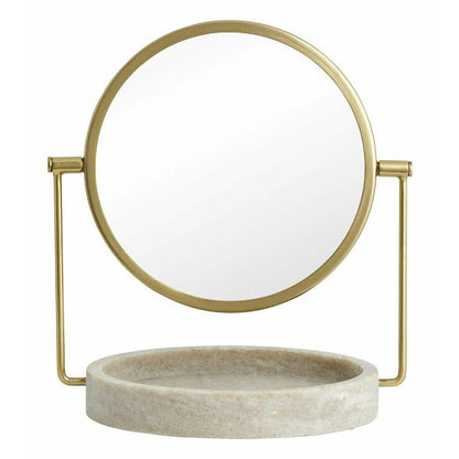 Nordal HAJA bordspejl - H28,5 cm - Brun marmor/guld - Nordal - DesignGaragen.dk