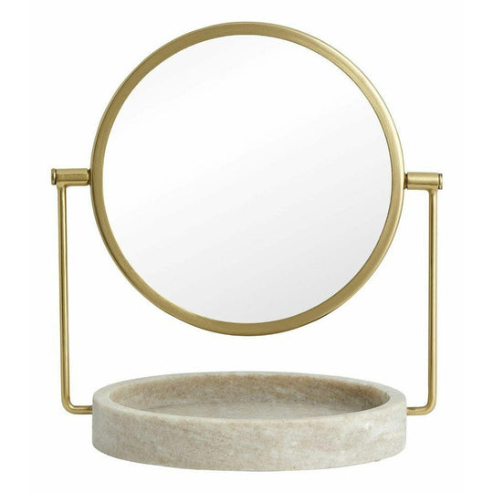 Nordal HAJA bordspejl - H28,5 cm - Brun marmor/guld - Nordal - DesignGaragen.dk