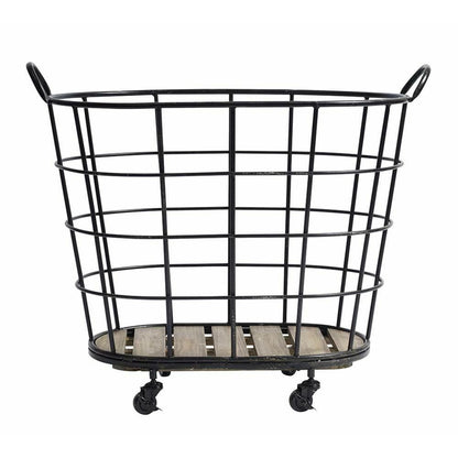 Keskustan lankakori pyörillä - H73 cm - musta
