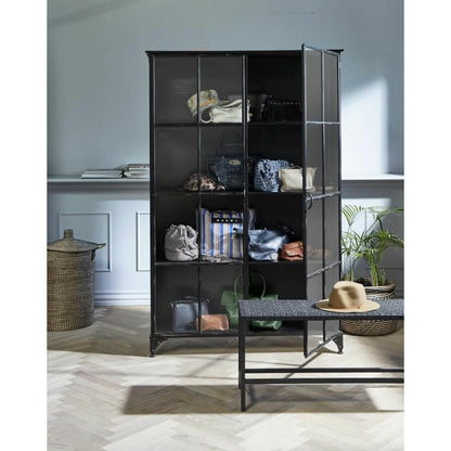 Nordal DOWNTOWN vitrineskab i jern - 185x120 - sort - Nordal - DesignGaragen.dk