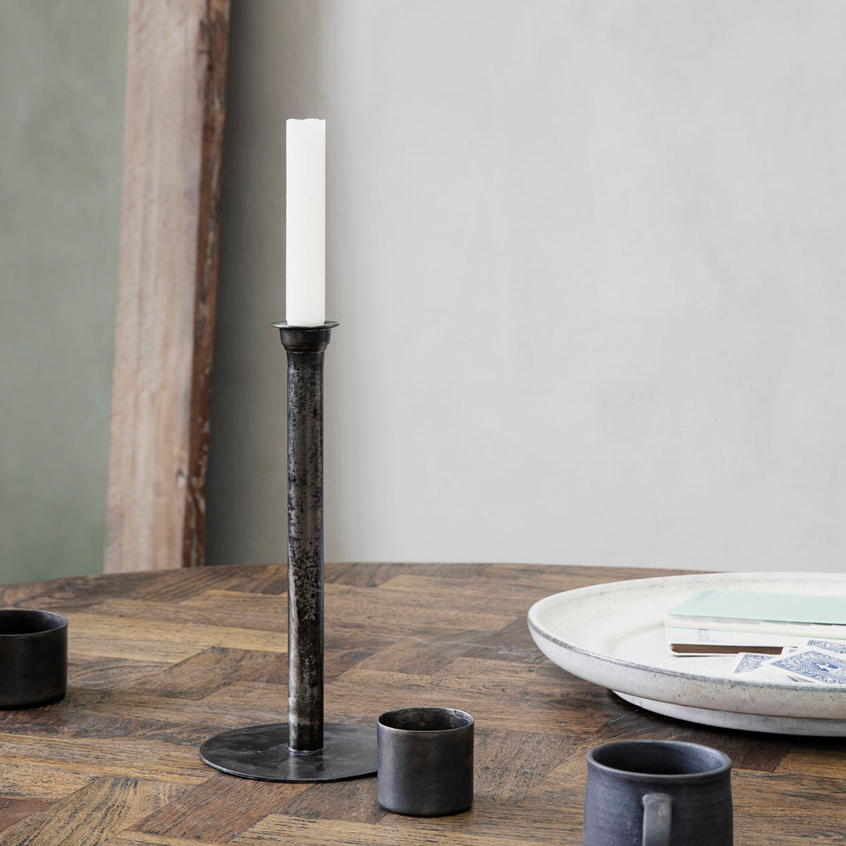 Talo -lääkäri - kynttilänjalka, Latuna, antiikki kupari - H: 27 cm, Dia: 12,5 cm