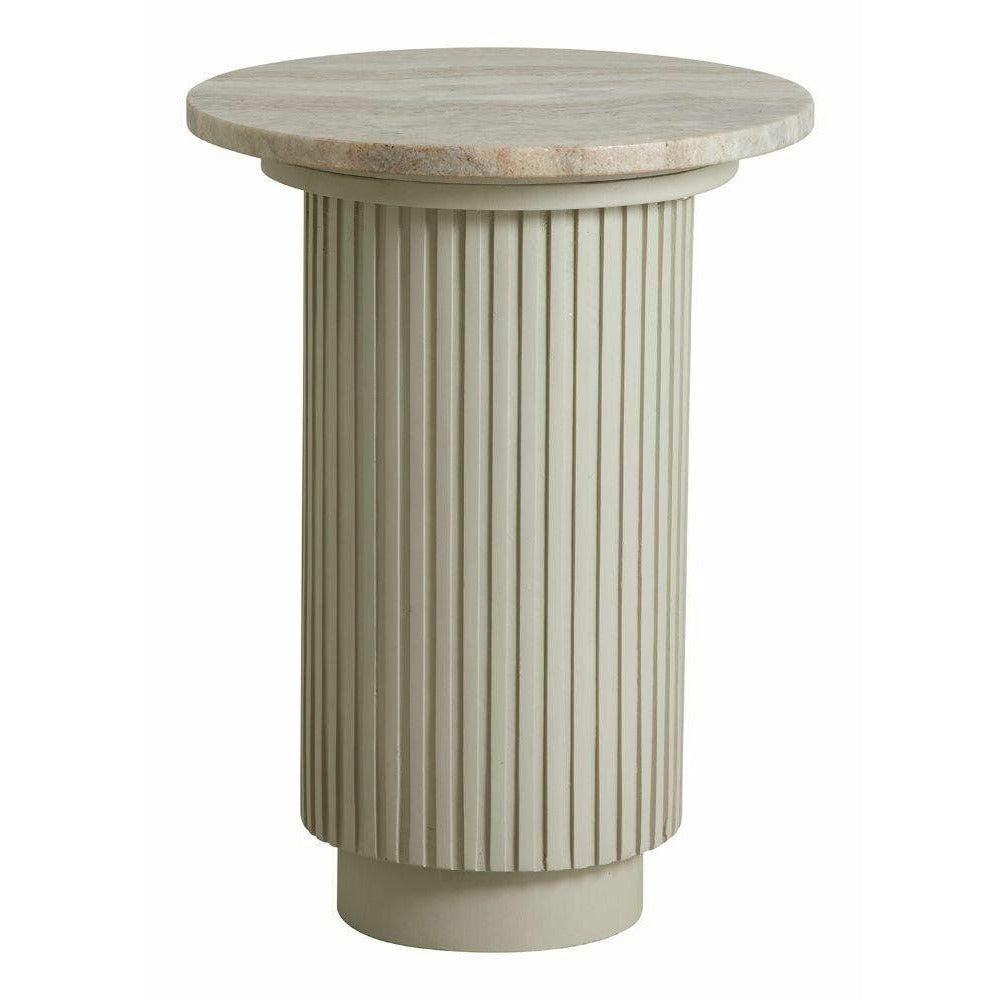 Erie -pyöreä sivupöytä puu ja marmori - Ø40 cm - raaka valkoinen, ruskea, beige