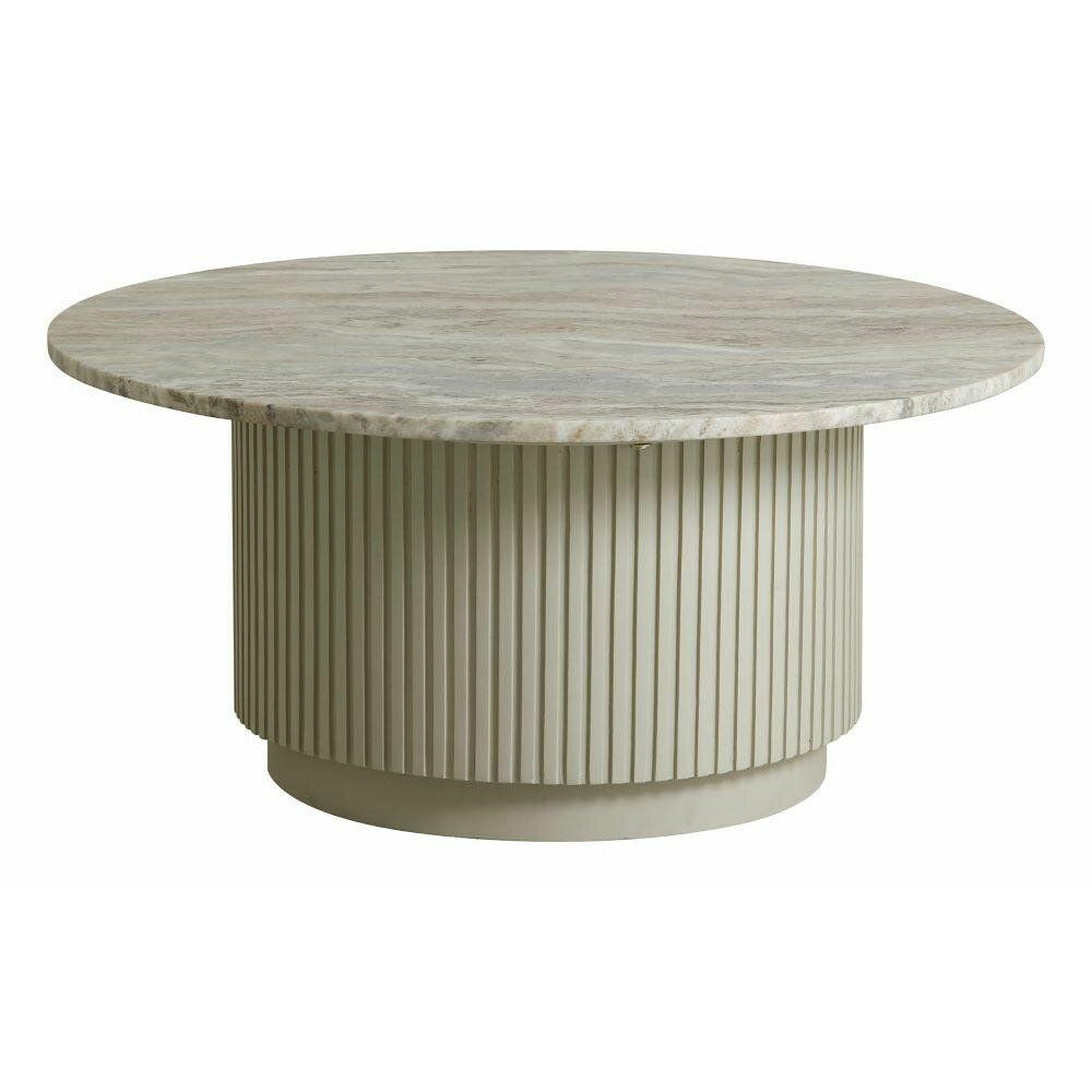 Erie -pyöreä sohvapöytä puu ja marmori - Ø90 cm - raaka valkoinen, ruskea, beige