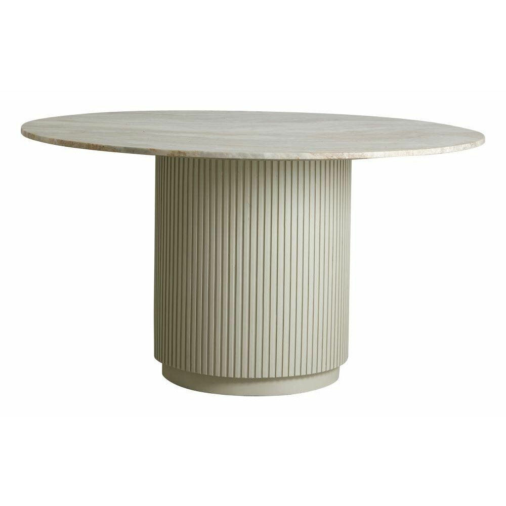 Erie pyöreä ruokapöytä puu ja marmori - Ø140 cm - raaka valkoinen, ruskea, beige