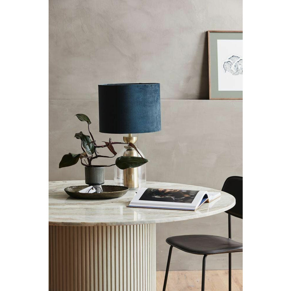 Erie pyöreä ruokapöytä puu ja marmori - Ø140 cm - raaka valkoinen, ruskea, beige