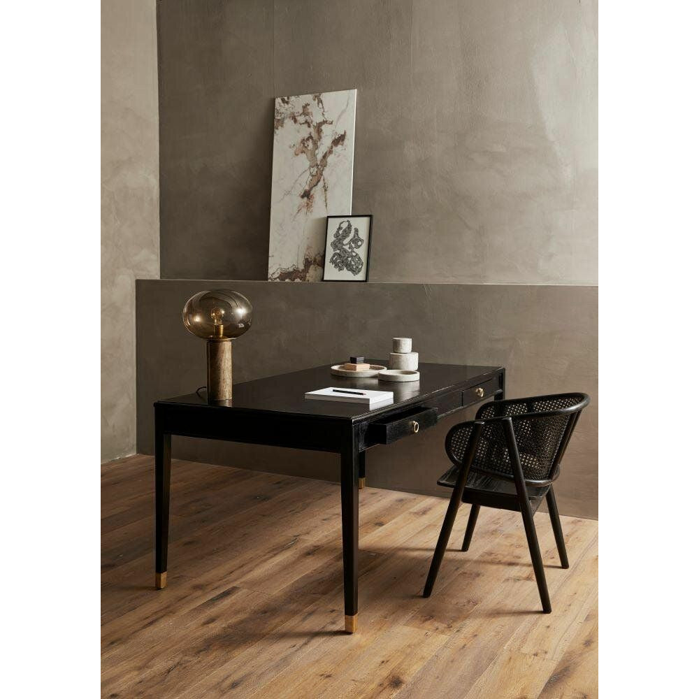 EMS -työpöytä mangopuussa - 179x90 - musta/kultapinta