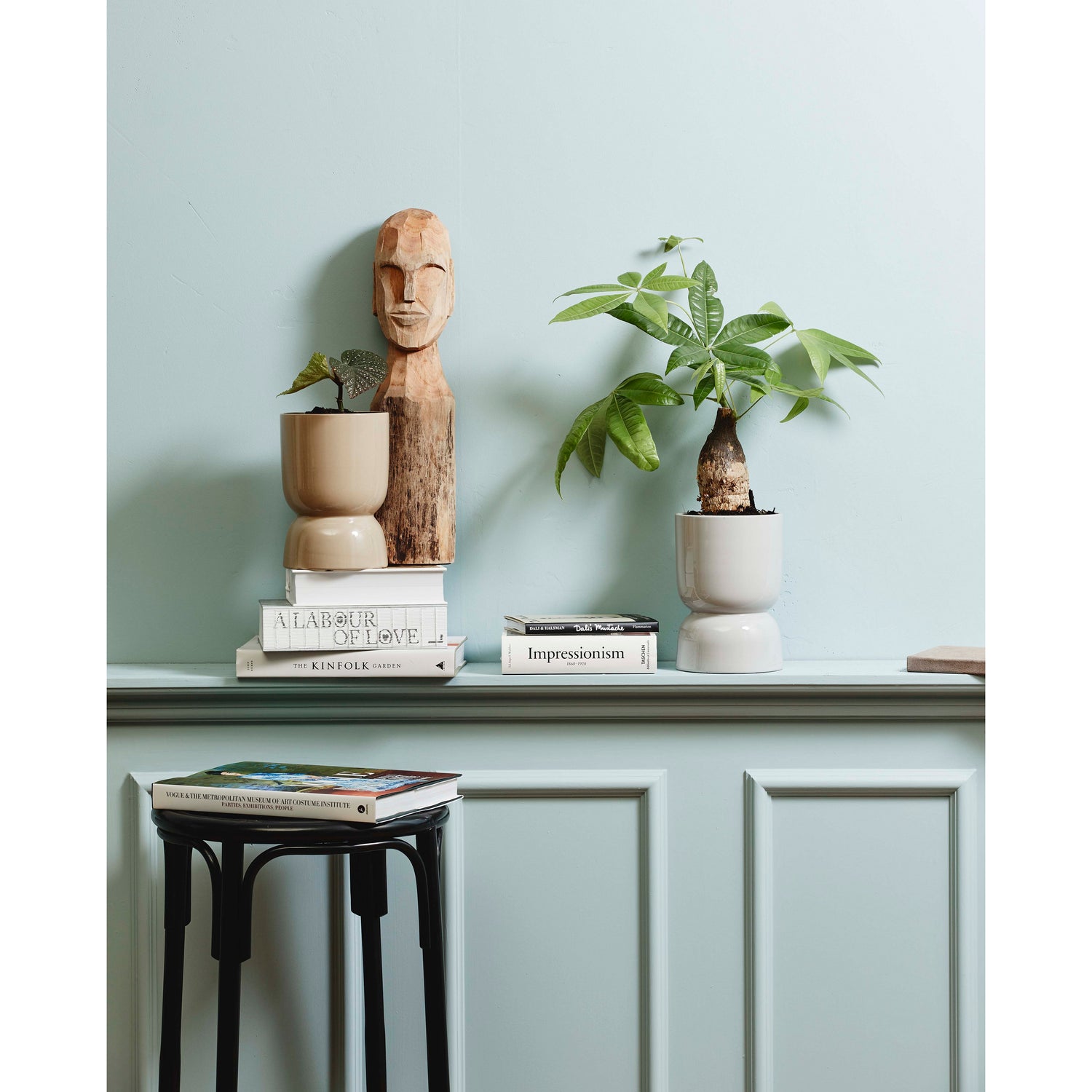 Kuuba kuvio puusta kasvoilla - suuri - H56 cm - luonto