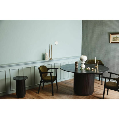 Nordal ERIE pyöreä ruokapöytä puusta ja marmorista - ø140 cm - musta
