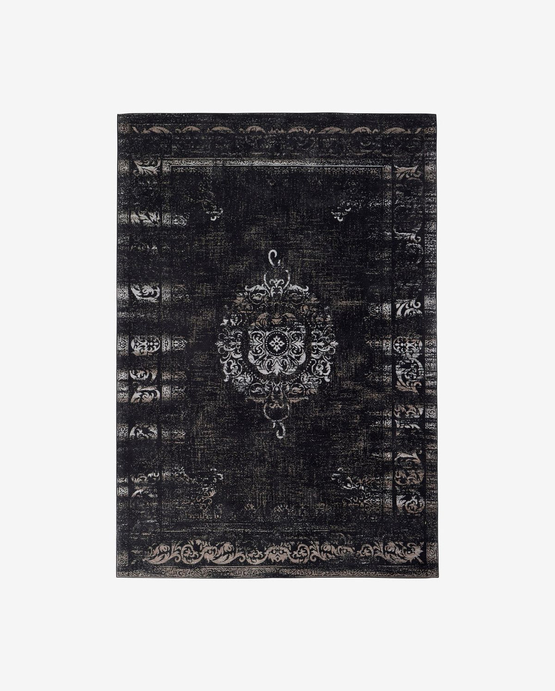 Grand Woven Cotton -huopa - 200x290 - tummanharmaa/musta