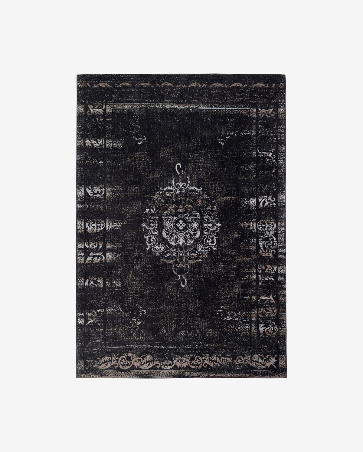 Grand Woven Cotton -huopa - 200x290 - tummanharmaa/musta