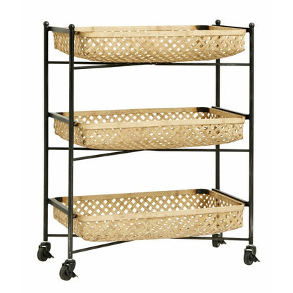 Nordal -rullapöytä punoksilla Bambu - 64x36 cm - luonto/musta