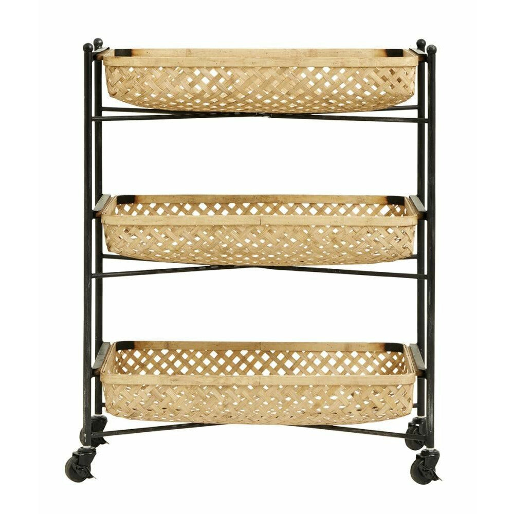 Nordal -rullapöytä punoksilla Bambu - 64x36 cm - luonto/musta