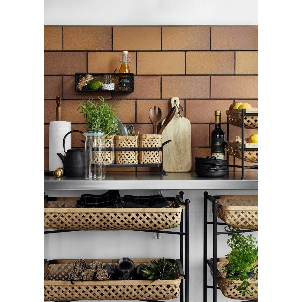 Nordal -rullapöytä punoksilla Bambu - 64x36 cm - luonto/musta