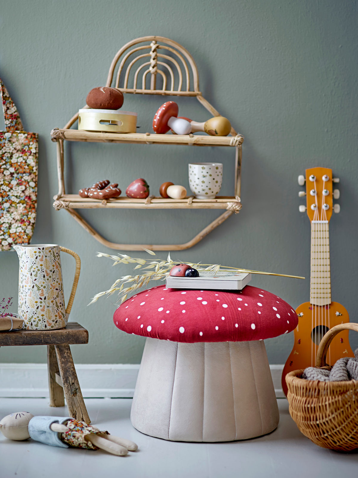 Bloomingville MINI Lue Puf, Rød, Polyester - Bloomingville MINI - DesignGaragen.dk