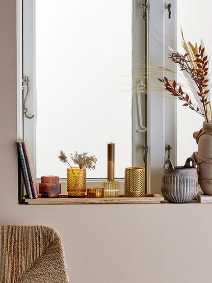 Bloomingville Sanga Bakke m/Fyrfadsstage, Brun, Glas - Bloomingville - DesignGaragen.dk