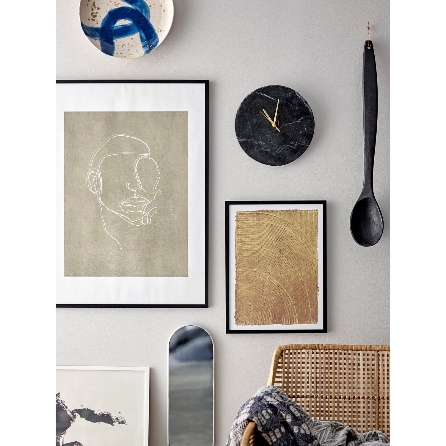 Bloomingville Jaminin seinäkello, musta, marmori