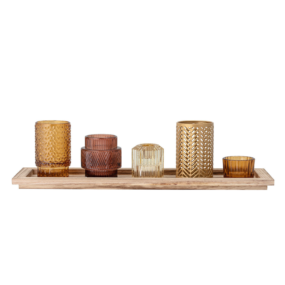 Bloomingville Sanga Bakke m/Fyrfadsstage, Brun, Glas - Bloomingville - DesignGaragen.dk