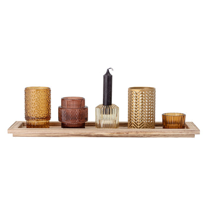 Bloomingville Sanga Bakke m/Fyrfadsstage, Brun, Glas - Bloomingville - DesignGaragen.dk