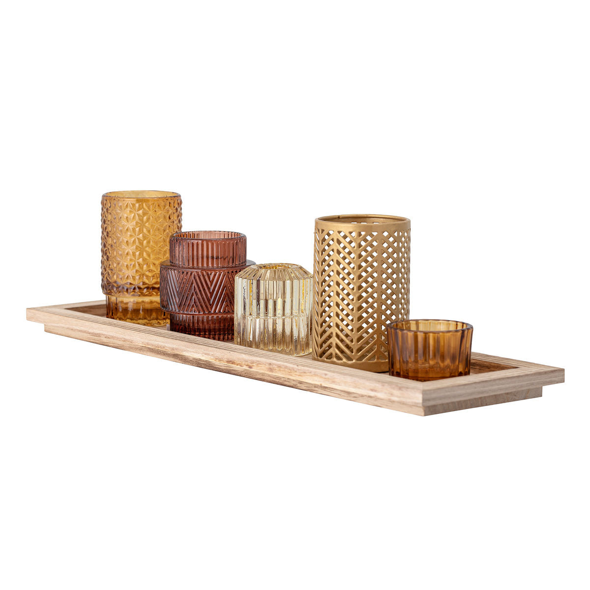 Bloomingville Sanga Bakke m/Fyrfadsstage, Brun, Glas - Bloomingville - DesignGaragen.dk