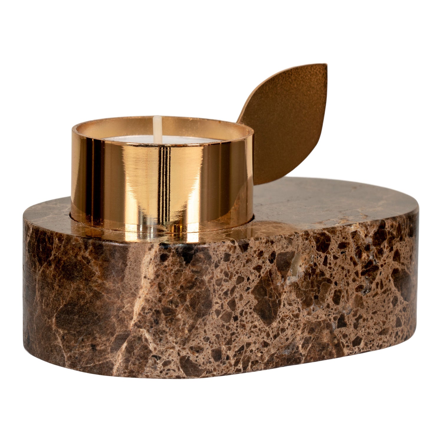 Majakkavaihe - majakat marmorissa, ruskea, messinkipidike, 10x7x5,5 cm