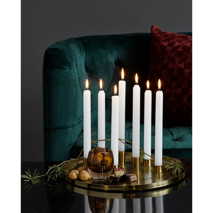 Rund lysestage / lysfad til 7 lys - ø36 cm - messing - Nordal - DesignGaragen.dk